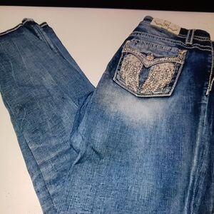Miss Me Jeans Size 32 MidRise Angel Wings Blue Jeans